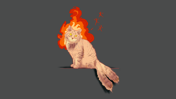 Nekomata - two-tailed, firey cat spirit